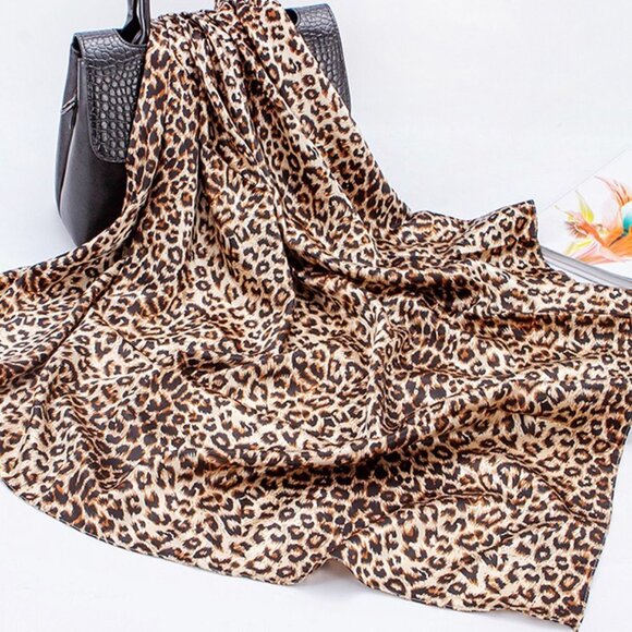 Leopard Print Satin Scarf - Picture 1 of 1